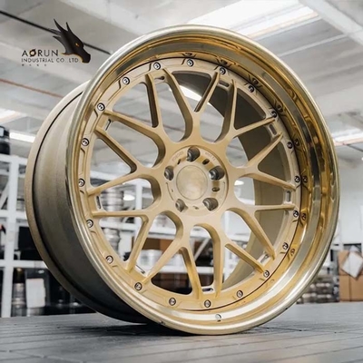 กำหนดเอง 2 ชิ้น Super Deep Concave Brushed Bronze Polished Lip Forged Wheels