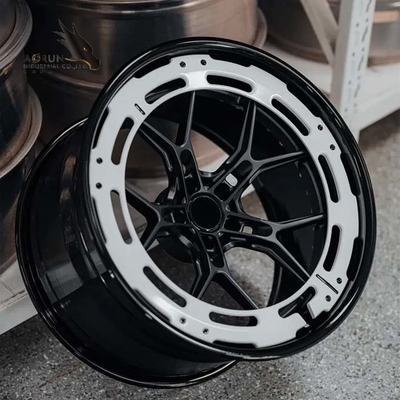 กำหนดเอง 2 ชิ้น Super Deep Concave Brushed Bronze Polished Lip Forged Wheels
