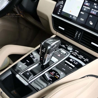 พรีเมี่ยมภายในรถคาร์บอนไฟเบอร์เกียร์รถ Shift Knob สำหรับ Porsche Cayenne 2018-2022 Panamera 2017-2022