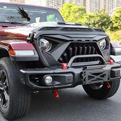 กระจังหน้ารถสำหรับ 2018-2022 Jeep Wrangler JL ABS Shark Grill กันชนหน้ากระจังหน้าสีดำเงา US มีสต็อก