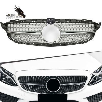 กระจังหน้ากันชนหน้ารถสำหรับ Mercedes Benz C Class W205 2014-2018 Diamond Style Racing Grills